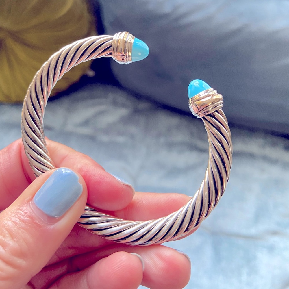 Authentic David Yurman Sterling Silver Bracelet with Turquoise